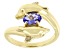 Blue Tanzanite 18k Yellow Gold Over Silver Dolphins Ring 0.65ctw