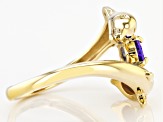 Blue Tanzanite 18k Yellow Gold Over Silver Dolphins Ring 0.65ctw