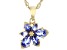 Blue Tanzanite 18k Yellow Gold Over Sterling Silver Asymmetrical Flower Pendant/Chain 1.11ctw
