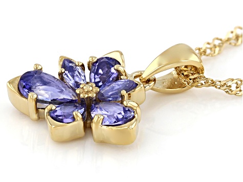 Blue Tanzanite 18k Yellow Gold Over Sterling Silver Asymmetrical 