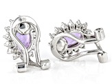 Purple African Amethyst Platinum Over Sterling Silver Clip-On Earrings 3.01ctw