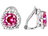 Red Lab Created Ruby Platinum Over Sterling Silver Clip-On Earrings 3.97ctw