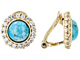 Blue Turquoise 18k Yellow Gold Over Sterling Silver Clip-On Earrings 0.92ctw