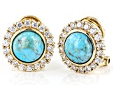 Blue Turquoise 18k Yellow Gold Over Sterling Silver Clip-On Earrings 0.92ctw