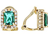 Green Lab Created Emerald 18k Yellow Gold Over Sterling Silver Clip-On Earrings 2.67ctw