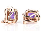 Purple African Amethyst 18k Rose Gold Over Sterling Silver Clip-On Earrings 3.16ctw