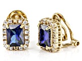 Blue Lab Created Sapphire 18k Yellow Gold Over Sterling Silver Clip-On Earrings 3.69ctw