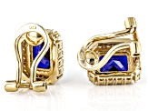 Blue Lab Created Sapphire 18k Yellow Gold Over Sterling Silver Clip-On Earrings 3.69ctw