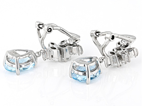 Sky Blue Glacier Topaz Platinum Over Sterling Silver Clip-On Earrings 6.87ctw