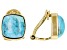 Blue Turquoise 18k Yellow Gold Over Sterling Silver Clip-On Earrings
