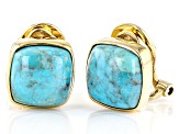 Blue Composite Turquoise 18k Yellow Gold Over Sterling Silver Clip-On Earrings