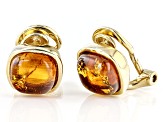 Square Cushion Amber 18k Yellow Gold Over Sterling Silver Clip-On Earrings
