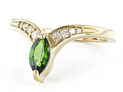 Green Chrome Diopside 18k Yellow Gold Over Silver Ring 0.56ctw