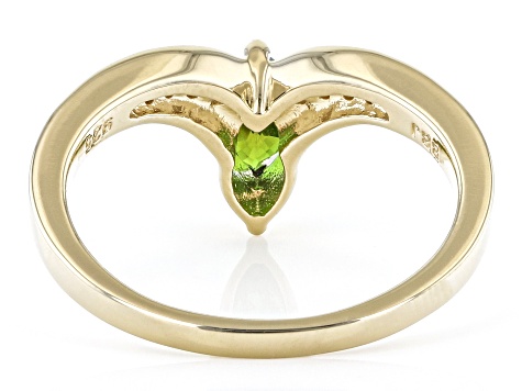 Green Chrome Diopside 18k Yellow Gold Over Silver Ring 0.56ctw