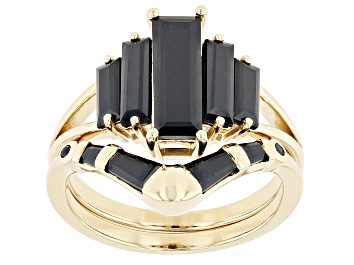 Picture of Black Spinel 18k Yellow Gold Over Sterling Silver Set Of 2 Stackable Rings 3.53ctw