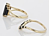 Black Spinel 18k Yellow Gold Over Sterling Silver Set Of 2 Stackable Rings 3.53ctw