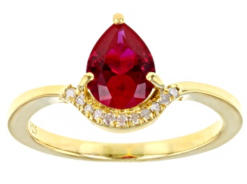 Picture of Red Lab Created Ruby 18k Yellow Gold Over Silver Ring 1.12ctw
