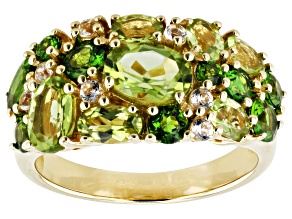 Green Chrome Diopside 18k Yellow Gold Over Sterling Silver Ring 3.23ctw