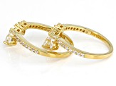 White Lab Created Sapphire 18K Yellow Gold Over Sterling Silver Enhancer Set of 2 Rings 1.18ctw