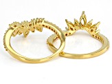 White Lab Created Sapphire 18K Yellow Gold Over Sterling Silver Enhancer Set of 2 Rings 1.18ctw