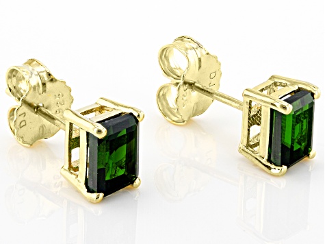 Chrome Diopside 18k Yellow Gold Over Sterling Silver Stud Earrings 1.58ctw