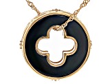 Black Onyx 18k Yellow Gold Over Sterling Silver Pendant With Chain 0.18ctw