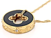 Black Onyx 18k Yellow Gold Over Sterling Silver Pendant With Chain 0.18ctw