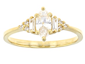 White Zircon 18k Yellow Gold Over Sterling Silver Ring 1.01ctw