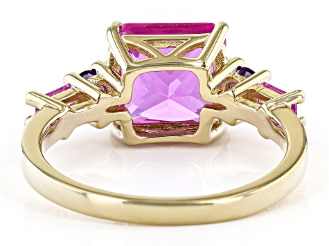 Pink Lab Created Sapphire 18k Yellow Gold Over Sterling Silver Ring 4.77ctw