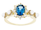 London Blue Topaz Zircon 18k Yellow Gold Over Sterling Silver Ring 1.87ctw