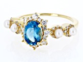 London Blue Topaz Zircon 18k Yellow Gold Over Sterling Silver Ring 1.87ctw