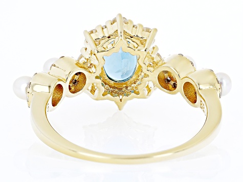 London Blue Topaz Zircon 18k Yellow Gold Over Sterling Silver Ring 1.87ctw