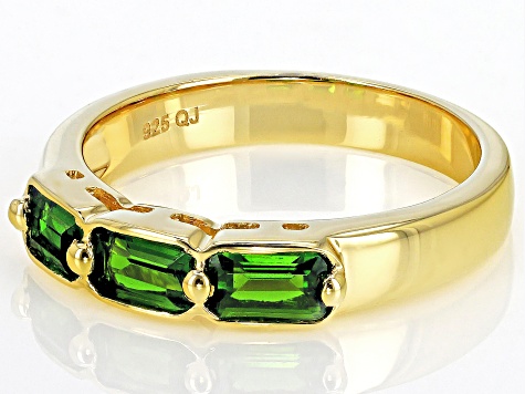 Green Chrome Diopside 18k Yellow Gold Over Sterling Silver 3-Stone Ring 0.74ctw