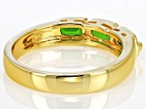 Green Chrome Diopside 18k Yellow Gold Over Sterling Silver 3-Stone Ring 0.74ctw