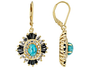 Blue Turquoise 18k Yellow Gold Over Sterling Silver Dangle Earrings 3.50ctw
