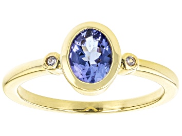 Picture of Blue Tanzanite 18k Yellow Gold Over Sterling Silver Ring 0.66ctw