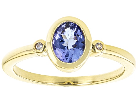 Blue Tanzanite 18k Yellow Gold Over Sterling Silver Ring 0.66ctw