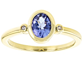 Blue Tanzanite 18k Yellow Gold Over Sterling Silver Ring 0.65ctw
