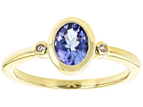 Blue Tanzanite 18k Yellow Gold Over Sterling Silver Ring 0.66ctw