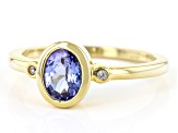 Blue Tanzanite 18k Yellow Gold Over Sterling Silver Ring 0.66ctw