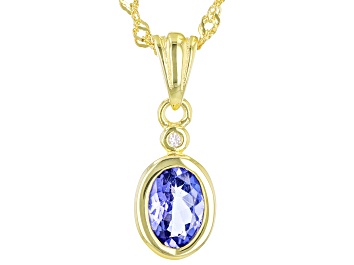 Picture of Tanzanite 18k Yellow Gold Over Sterling Silver Pendant With Chain 0.65ctw