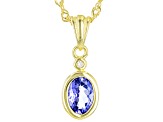 Tanzanite 18k Yellow Gold Over Sterling Silver Pendant With Chain 0.65ctw