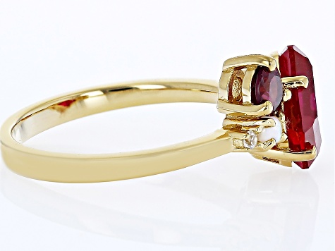 Red Lab Created Ruby 18k Yellow Gold Over Sterling Silver Ring 3.41ctw