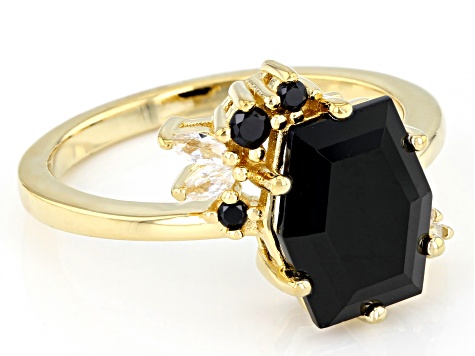 Black Spinel 18k Yellow Gold Over Sterling Silver Ring 3.32ctw