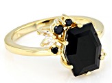 Black Spinel 18k Yellow Gold Over Sterling Silver Ring 3.32ctw
