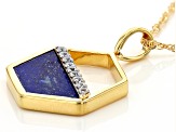 Blue Lapis Lazuli 18k Yellow Gold Over Sterling Silver Pendant With Chain 0.23ctw