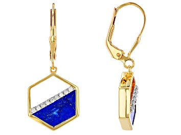 Picture of Blue Lapis Lazuli 18k Yellow Gold Over Sterling Silver Earrings 0.24ctw