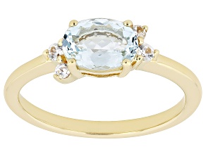 Blue Aquamarine 18k Yellow Gold Over Sterling Silver Ring 1.00ctw