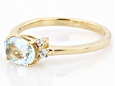 Blue Aquamarine 18k Yellow Gold Over Sterling Silver Ring 1.00ctw