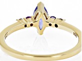 Blue Tanzanite 18k Yellow Gold Over Sterling Silver Ring 0.61ctw